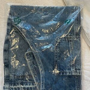 Blue Denim Jeans with Green Embroidery